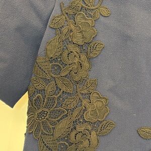 Teri Jon size 10 Navy Dress with Black Detailing